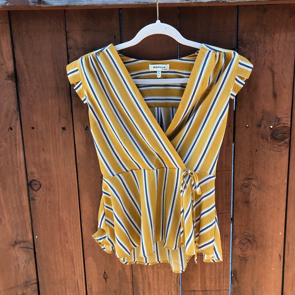 (3 for $15) Monteau Striped Peplum Top